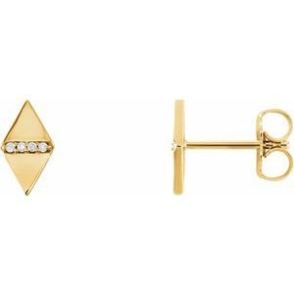 14k Yellow .025 Ctw Natural Diamond Geometric Earrings